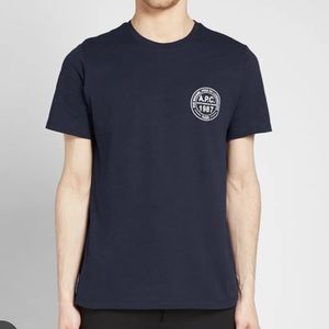 Rare A.P.C. Ollie Logo Navy Tshirt with white logo